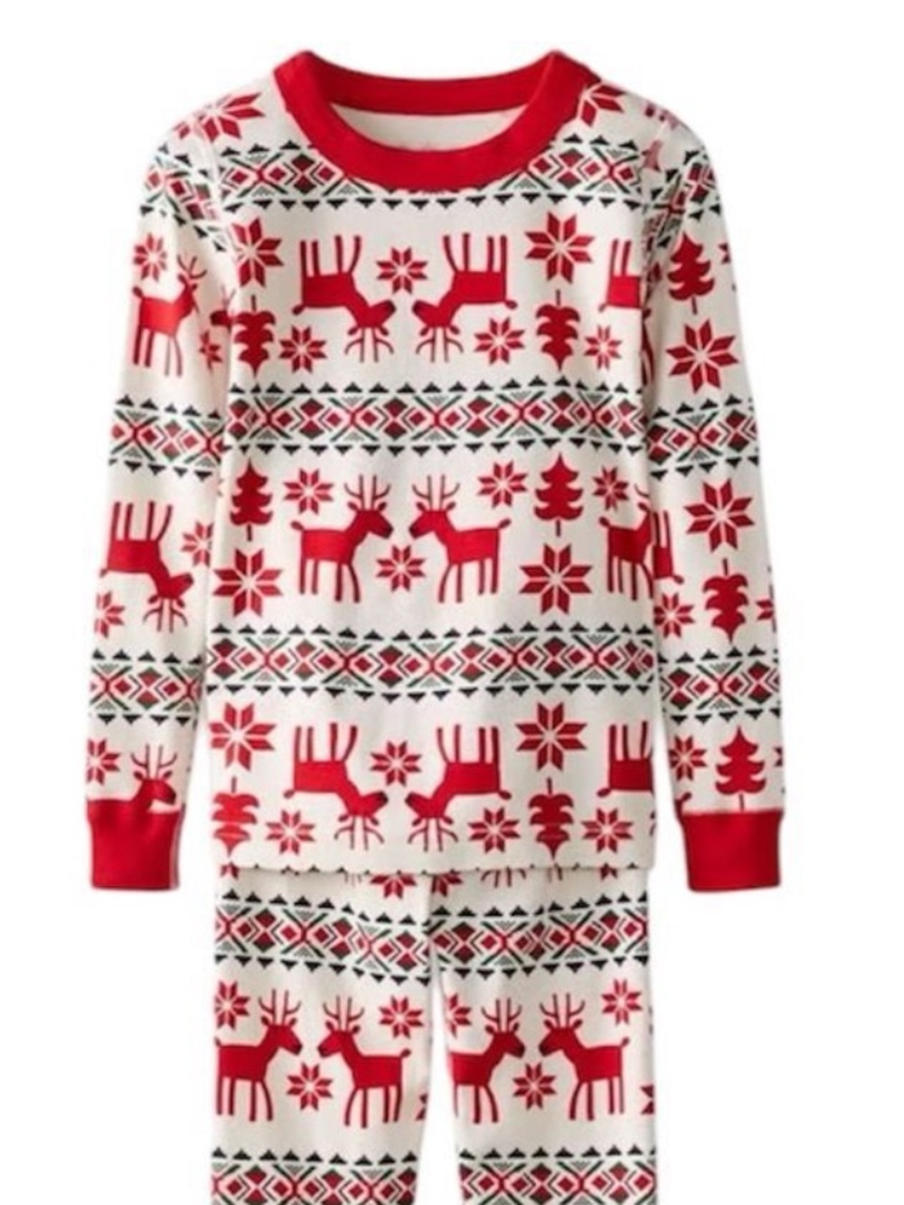 Hanna Andersson Dear Deer Holiday Long John PJ Pajama Set Medium